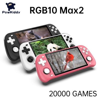 China Game Playing New 2021 RGB10 MAX2 Retro Powkiddy Handheld Game Console Built-in 5 Inch IPS Big Screen RK3326 64GB 15000 PS1 Games MAME MAX 2 for sale