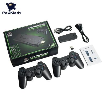 China POWKIDDY M8 Mini 4K HD Retro Game TV Stick for 32bit PS1/SNES 9 Emulator 2.4G Video Console Wireless Controller PK-09 for sale