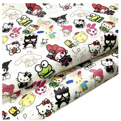 China Cartoon Shape Waterproof Luxurious Design Printed Leather Fabric By Roll To Make Shoe Hair Bow for sale