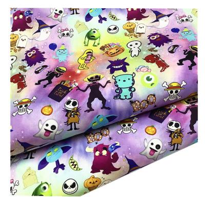 China Anti-Static Halloween Printed 100% Cotton Fabric Plain Weave Fabric Custom Printed Apparel Fabric for sale