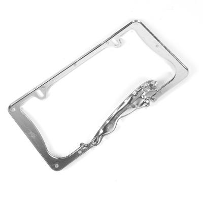 China Making License Plate Frame Custom Size Silver Zinc Alloy Rectangle Decorative License Plate Frames for sale