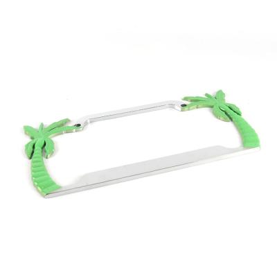 China Making License Plate Frame Green Silver Rectangle High Quality Cute Mental Universal License Plate Frames for sale