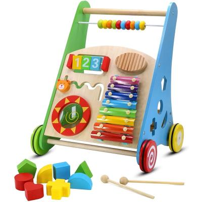 China Eductional Preschool Toys Wooden Push Walker Multiple Activity Center Pull Baby Learner Walker For Toddlers for sale