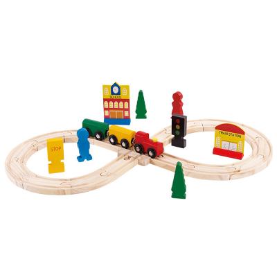 China Developing Intelligence Train 30pcs Set Wooden Railway Track Set Educational Toys for sale