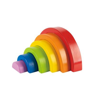 China Eductional Preschool Toys Rainbow 6pcs Wooden Stacking Toy Montessori Educational Rainbow Decor for sale