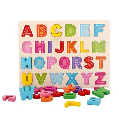 China Educational Toy Wooden Chunky Alphabet ABC Letter Puzzles Set and Numbers Puzzles Board For Kids Learning Educational Toys for sale