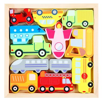 China Educational 3D Toy Car Vehicle Wooden Block Puzzle Hot Selling Toys for sale