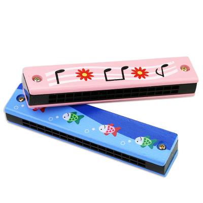 China Kids Musical Play Toy 16-Hole Wooden Harmonica Set for sale