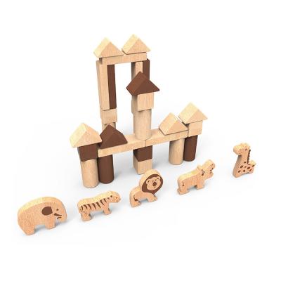 China Educational Toys Preschool Toddler Educational Wooden Building Animal Block 30pcs Set for sale