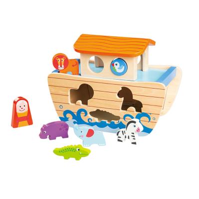 China Eductional Preschool Toys Wooden Noah's Ark Shape Animal Christian Religion Sorter and Bible Story Based Fun Educational Toy for sale