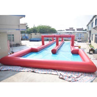 China 0.4mm PVC Tarpaulin For Inflatable Arches 0.4mm PVC Tarpaulin Double Tube Lane Slide For City Road for sale