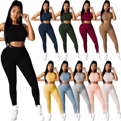 China QUICK DRY Women's Yoga Two Piece Pants Set Summer 2 Piece Set Women Clothing Women's Two Piece Sets 2021 for sale