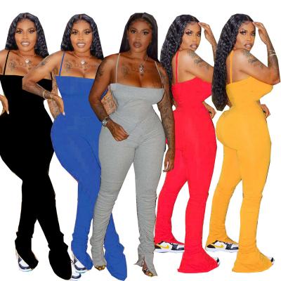 China 2021 summer QUICK DRY jumpsuit women sexy solid tops with long pants rompers womens jumpsuit sold tank top plus size jumpsuit for sale