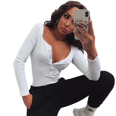 China Wholesale Breathable Sexy Female V-neck Long Sleeve Fashion Jumpsuit 2021 One Piece Clothing For Women Blouse for sale