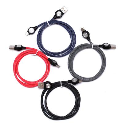 China MP3/MP4 Player Braided Type C Charger Charging Data Cable Light Speed ​​LED Light Mobile Phone Cable USB Fast Line 3A for sale