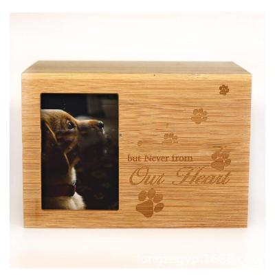 China ALL Roundfin Wooden Pet Cremation Photo Urn For Dogs Cats Ashes for sale