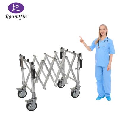 China High Quality American Style ROUNDFIN Equipment Metal Coffin Trolley Coffin Funeral Trolley for sale