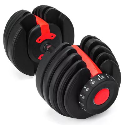 China High Quality Durable 52.5LB 24kg Adjustable Dumbbell Weights Gym Equipment Fitness Dumbbell Set for sale