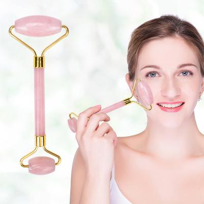 China Natural Rose Quartz Body Massage Roller GuaSha Relax Slimming Machines Jade Roller gua sha set for sale