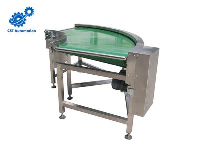 China PVC Belt 90 Degree Curve Conveyor , 90 Degree Turn Conveyor Green Color for sale