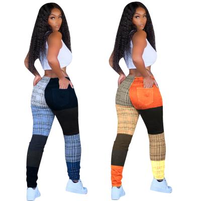 China QUICK DRY WT9069 Patchwork Rocket Colors Pants Ladies Pencil Casual Pants 2021 Long Summer Sports Sweatpants For Women for sale