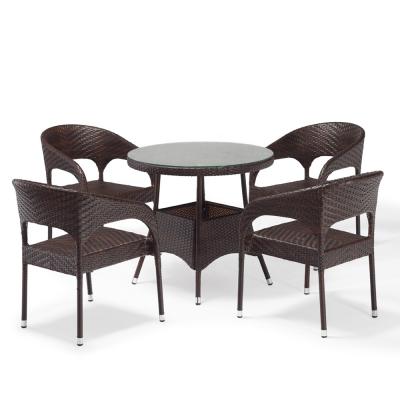 China Courtyard / Garden / Hotel / Bar / Pub / Cafe Unique Outdoor 4 Seater Brown Others Rattan / Wicker Furniture Sets With Round Table for sale