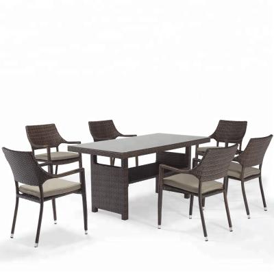 China Modern 6 Seat Outdoor Dining Set Outdoor Poly Rattan Furniture for sale