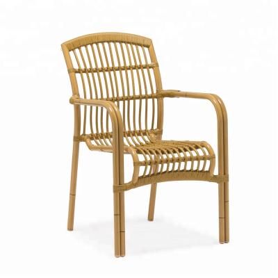 China Outdoor Leisure Chair Welded Aluminum Bamboo Powder Coated Aluminum Stacking Chair for sale