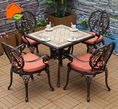 China Modern Modern Cast Aluminum Outdoor Furniture Dining Chair And Table Beach Furniture Sets for sale