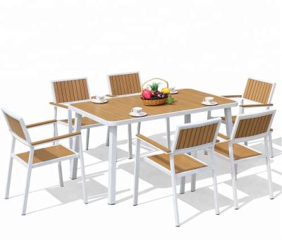 China Modern Furniture Plastic Wood Booth Fast Food Cafe Restaurant Table and Chairs Seating Set for sale