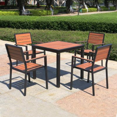 China Foshan Rustproof / Rainproof / Anti-UV Patio Furniture Set HPL Board Table Top With Wood Grain for sale