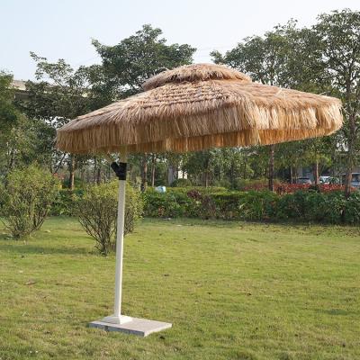 China Contemporary Double Canopy Hawaii Commercial Straw Outdoor Grass Umbrella Fringe for sale