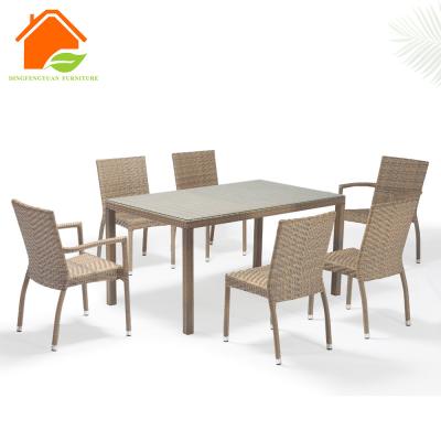 China Outdoor Garden Furniture Rustproof/Rainproof/Anti-UV Rattan Wicker Dining Aluminum 6 Chair Set for sale