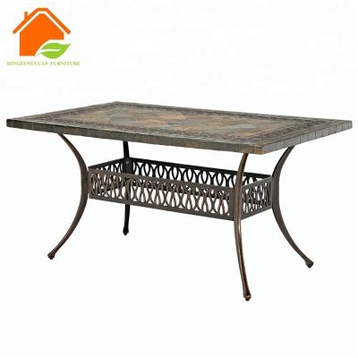 China Patio\Garden\Outdoor Main\Restaurant\Bar Ceramic Tile 3 Layer Powder Coating Cast Aluminum Outdoor Table for sale