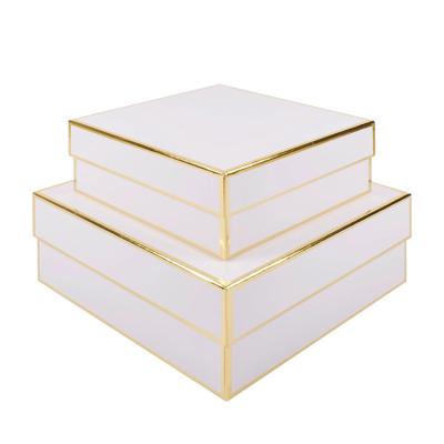 China Handmade Luxury Sturdy Hard Cover And Base Box With Gold Foil Border Packing Box for sale