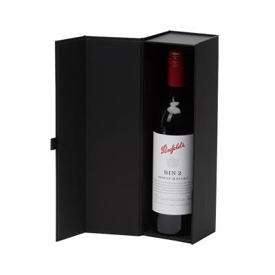 China Handmade Custom Logo Wholesale Paper Folded Single Bottle Wine Gift Box for sale