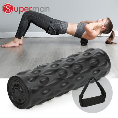 China 2021 HUIFAN Deep Muscle Custom Logo High Density Portable Full Body Massager Cloth Fitness Electric 2 In 1 Vibrating Yoga Roller Muscle Massage EVA/PU Foam Roller for sale