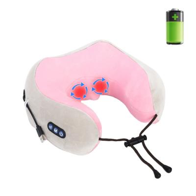 China Neck Shiatsu Wireless Heating U Shape Neck Vertebra Massage Pillow Support Aircraft Car Train Travel Head Cushion With Memory Foam for sale