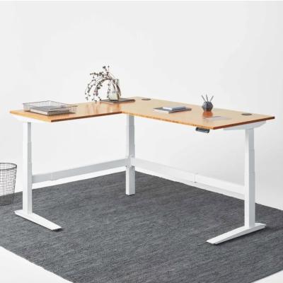 China Adjustable (height) China Manufactures Supply Electric L Shaped Desk Exquisite Workmanship 3 Leg Standing Desk With Height Adjustment for sale