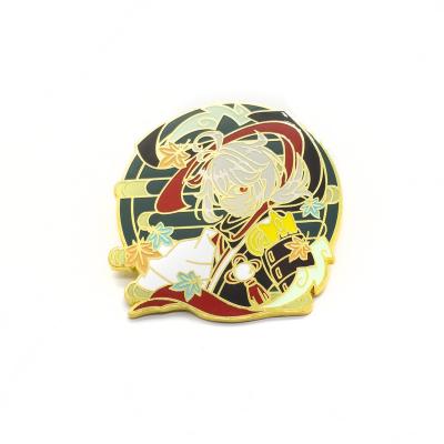 China Wholesale Custom Design Hard Soft Enamel Badge Japan Cartoon Genshin Lapel Luminous Pin for sale