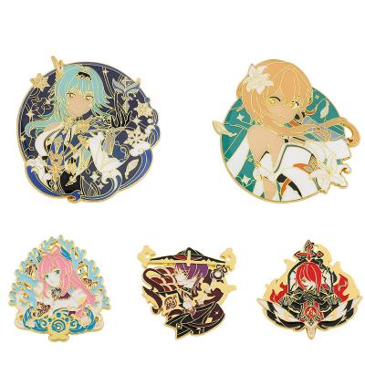 China Global wholesale genshin impact metal badge gift alloy emblem accessory for bag decoration brooch pin for sale