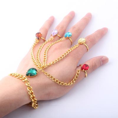 China FASHIONABLE Gold Plated Finger Ring Bracelet Set of Thanos Infinity Gauntlet Infinity Stones for sale