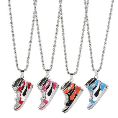 China Stainless Steel Mini Hip Hop Hip Hop Sneaker Male Street Style Hitter Choker Shoe Necklace Cool Fashion Pendant Necklace for sale