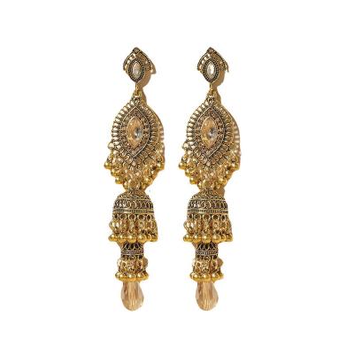 China Wholesale Retro Vintage Diamond Earrings Nepal Exotic Ethnic Fit Gold Plated Women's Earrings Pendant for sale