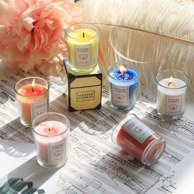 China Northern Europe Style Candle Aromatherapy Bedroom Cup Birthdays Romantic Scented Soy Glass Wax Essential Oil Scented Candles for sale