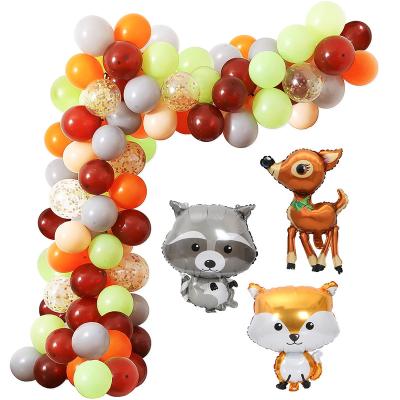 China Foil 83 Pieces Helium Inflatable Mylar Balloon Set Mylar Raccoon Deer Animal Fox Balloon For Kid Birthday Party Decoration for sale