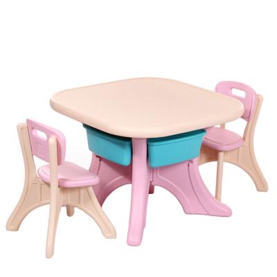 China Eco-friendly Plastic Kids Table And Chair Set With Multicolor Storage Drawer for sale