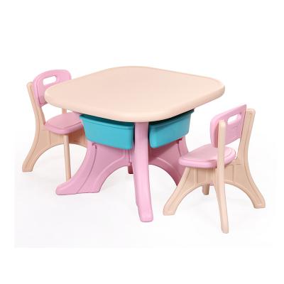 China Eco-friendly wholesale custom made pink color child table and plastic chair set for baby home use for sale