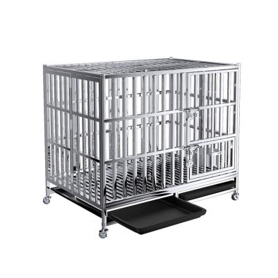 China EUR Stocked PET Low 1 Layers Stainless Steel Combinable Folding Dog Cage House With Optional Height And Wheel For Rescue Center Farm for sale