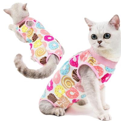 China Summer Cat Viable Clothes Printed Cat Surgery Recovery Suit Cat Changing Clothes for sale